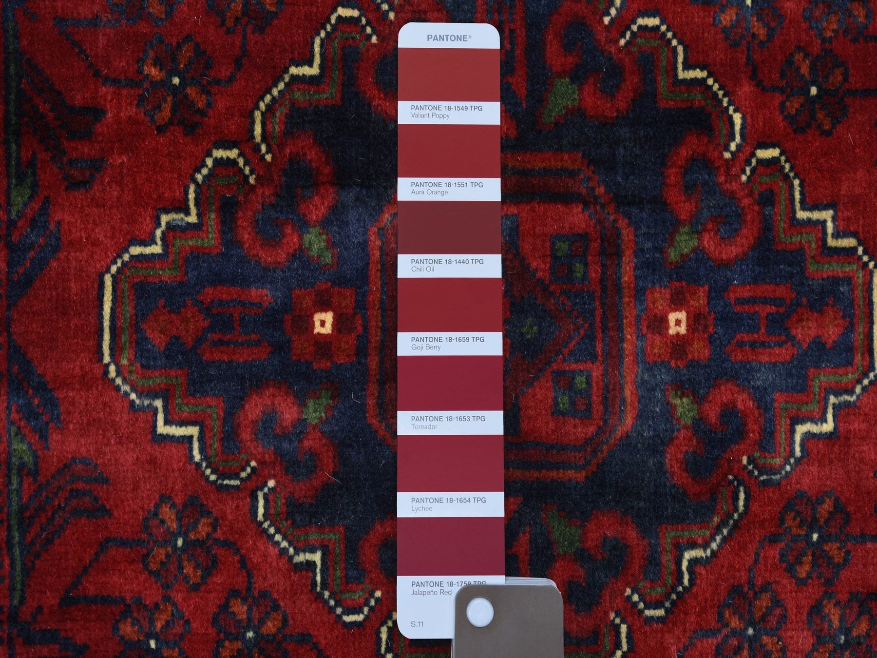 Tribal & Geometric hand-knotted wool rug in Red, 2'9" x 4'3" — SKU O071780 (view 3)