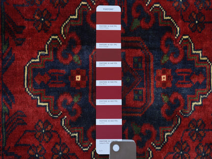 Tribal & Geometric hand-knotted wool rug in Red, 2'9" x 4'3" — SKU O071780 (view 3)