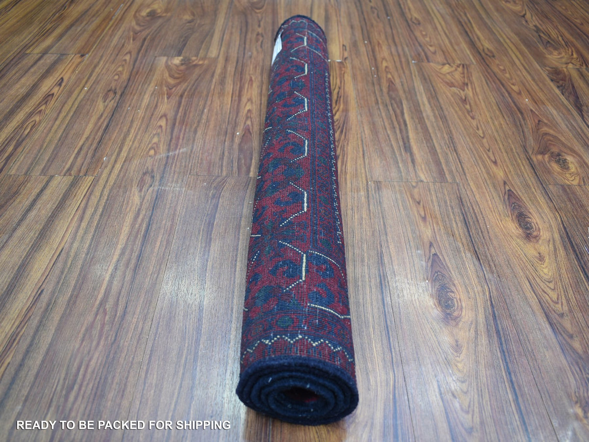 Tribal & Geometric hand-knotted wool rug in Red, 2'9" x 4'3" — SKU O071780 (view 4)