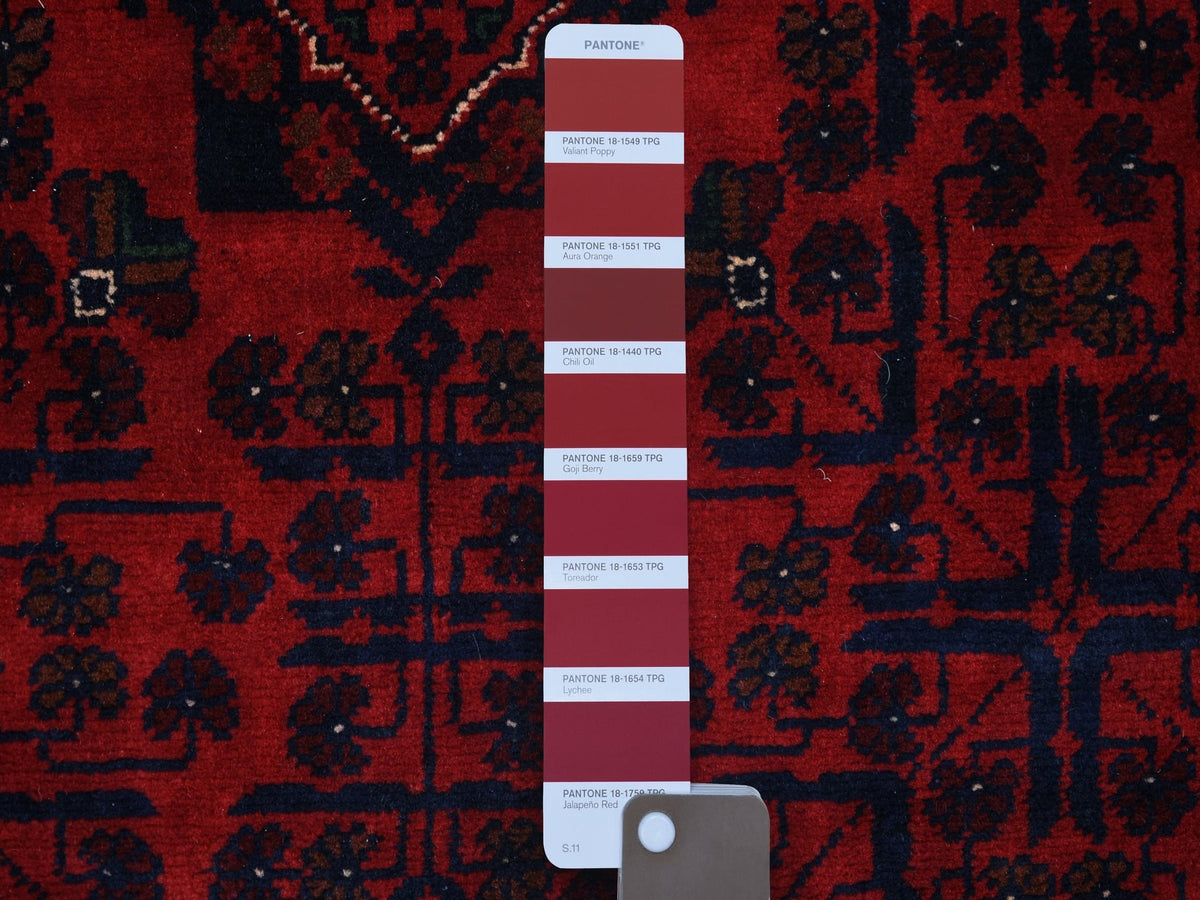 Tribal & Geometric hand-knotted wool rug in Red, 5'8" x 7'5" — SKU O071787 (view 3)