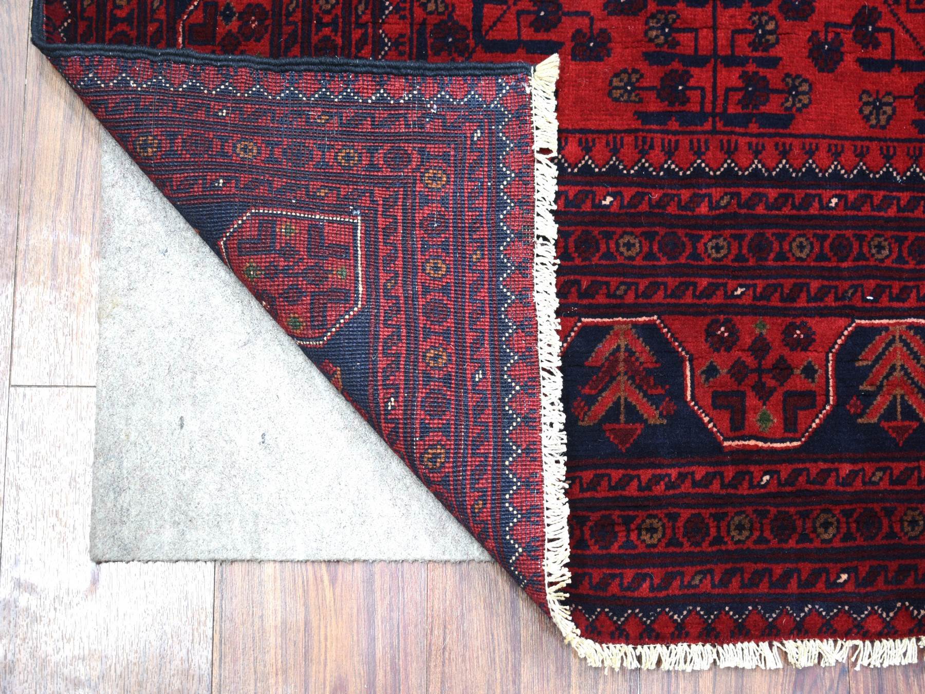 Tribal & Geometric hand-knotted wool rug in Red, 4'10" x 6'3" — SKU O071792 (view 2)