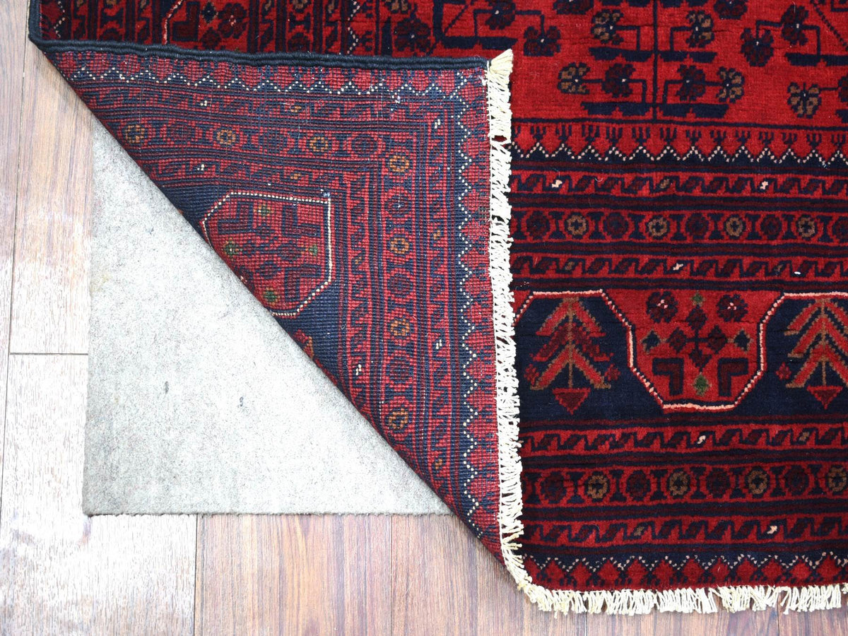 Tribal & Geometric hand-knotted wool rug in Red, 4'10" x 6'3" — SKU O071792 (view 2)