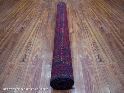Tribal & Geometric hand-knotted wool rug in Red, 4'10" x 6'3" — SKU O071792 (view 4)