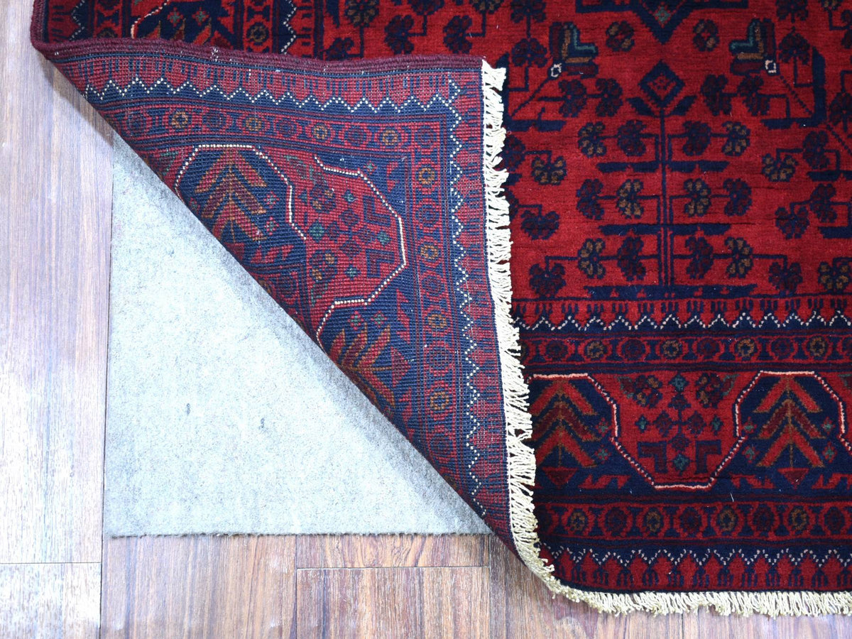 Tribal & Geometric hand-knotted wool rug in Red, 3'4" x 4'10" — SKU O071803 (view 2)