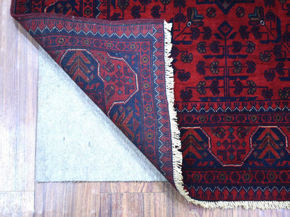 Tribal & Geometric hand-knotted wool rug in Red, 3'4" x 4'10" — SKU O071803 (view 2)
