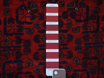 Tribal & Geometric hand-knotted wool rug in Red, 3'4" x 4'10" — SKU O071803 (view 3)