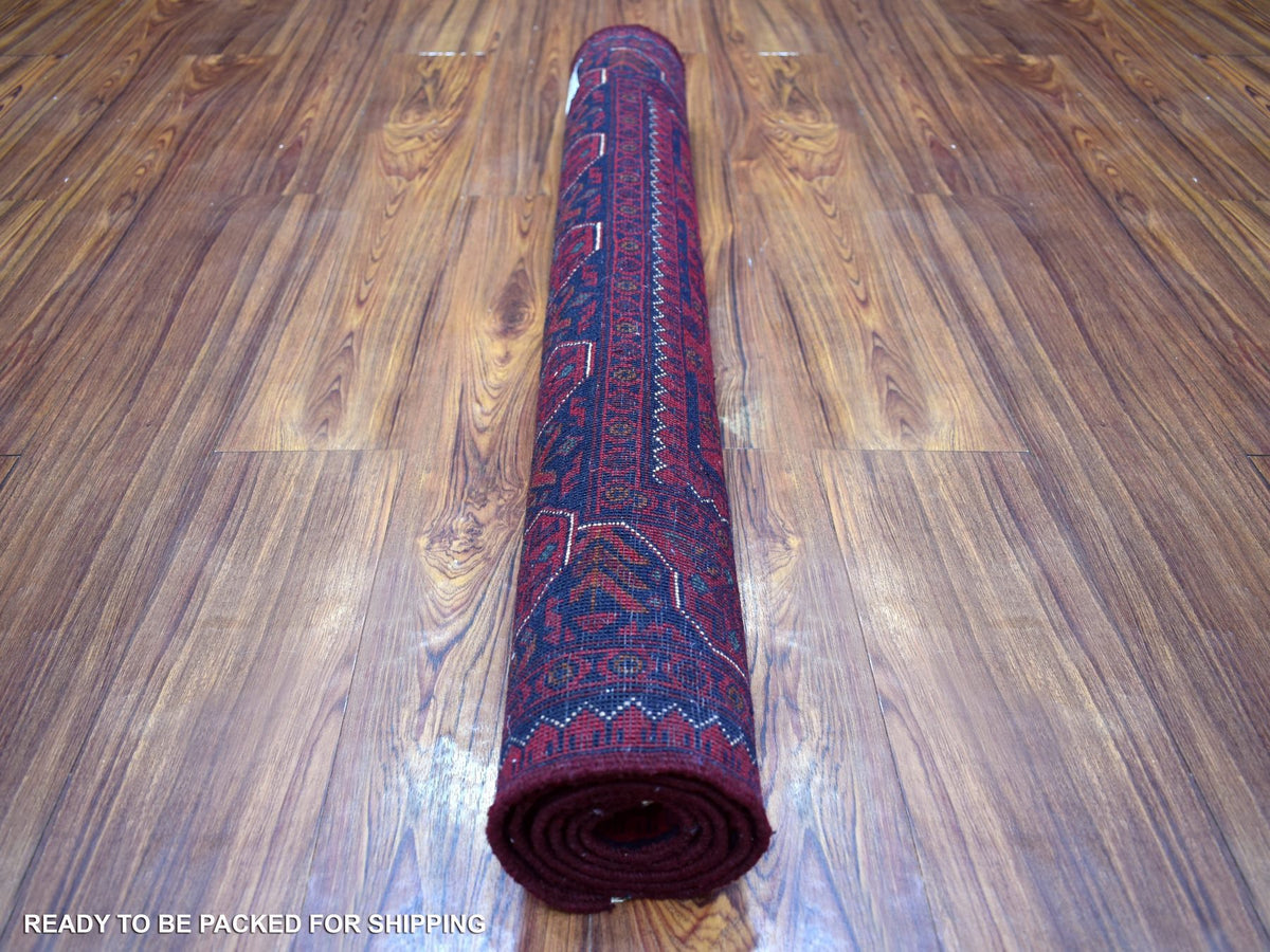 Tribal & Geometric hand-knotted wool rug in Red, 3'4" x 4'10" — SKU O071803 (view 4)