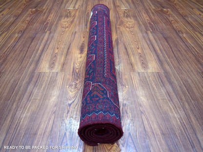 Tribal & Geometric hand-knotted wool rug in Red, 3'4" x 4'10" — SKU O071803 (view 4)