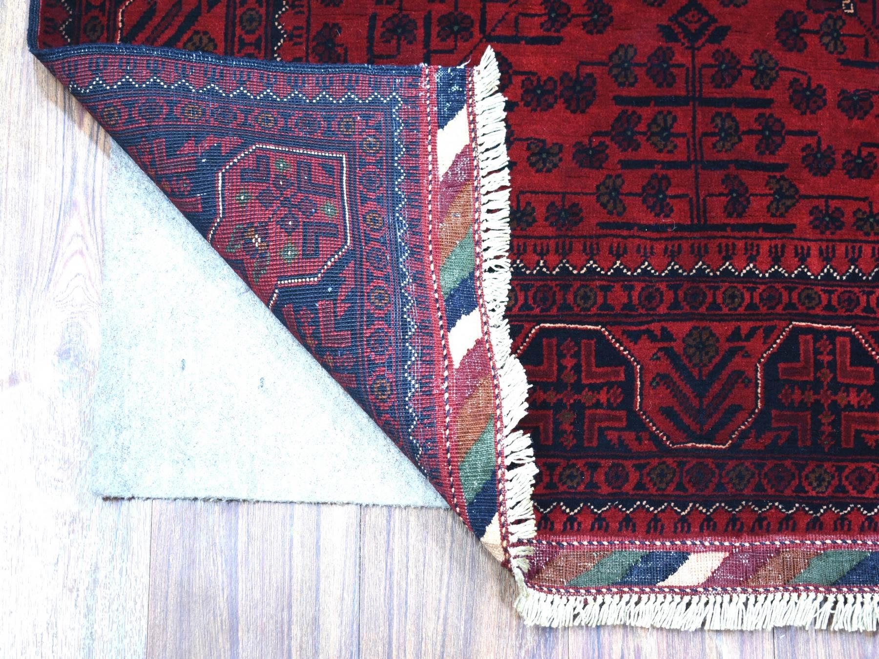 Tribal & Geometric hand-knotted wool rug in Red, 3'4" x 4'10" — SKU O071804 (view 2)