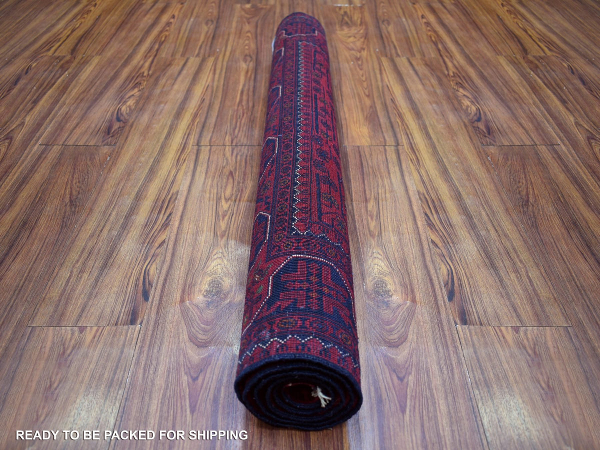Tribal & Geometric hand-knotted wool rug in Red, 3'4" x 4'10" — SKU O071804 (view 4)