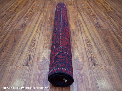 Tribal & Geometric hand-knotted wool rug in Red, 3'4" x 4'10" — SKU O071804 (view 4)