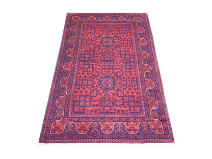 Tribal & Geometric hand-knotted wool rug in Red, 3'3" x 5' — SKU O071808