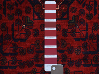 Tribal & Geometric hand-knotted wool rug in Red, 3'3" x 5' — SKU O071808 (view 3)