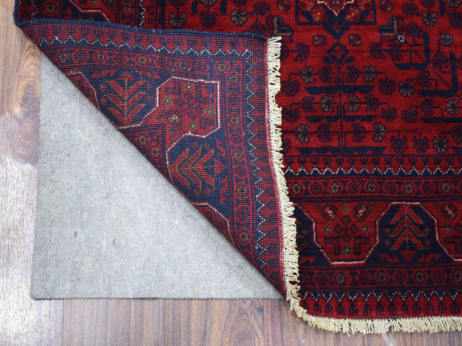 Tribal & Geometric hand-knotted wool rug in Red, 3'5" x 4'10" — SKU O071810 (view 2)