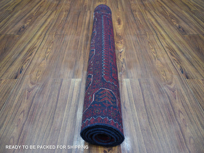 Tribal & Geometric hand-knotted wool rug in Red, 3'5" x 4'10" — SKU O071810 (view 4)
