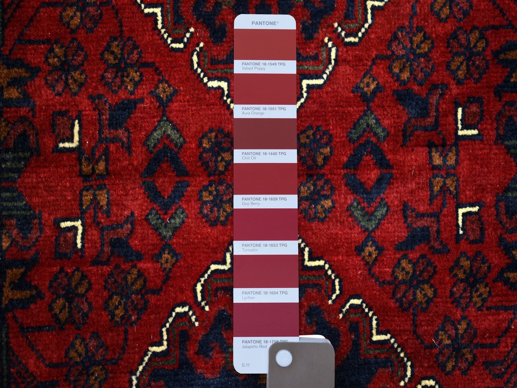 Tribal Tribal & Geometric hand-knotted wool runner in Red, 2'9" x 12'10" — SKU O071812 (view 3)