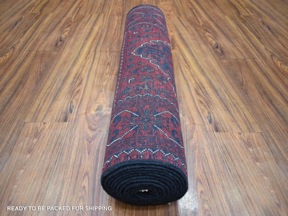 Tribal Tribal & Geometric hand-knotted wool runner in Red, 2'9" x 12'10" — SKU O071812 (view 4)