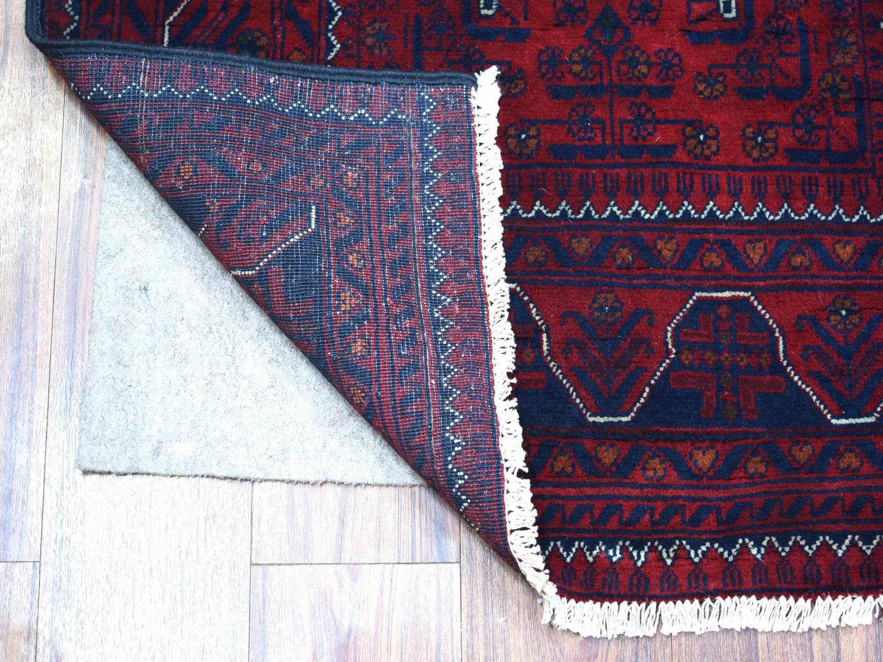 Tribal & Geometric hand-knotted wool runner in Red, 3' x 9'3" — SKU O071821 (view 2)
