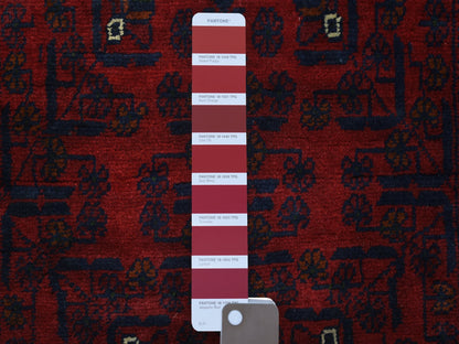Tribal & Geometric hand-knotted wool runner in Red, 3' x 9'3" — SKU O071821 (view 3)