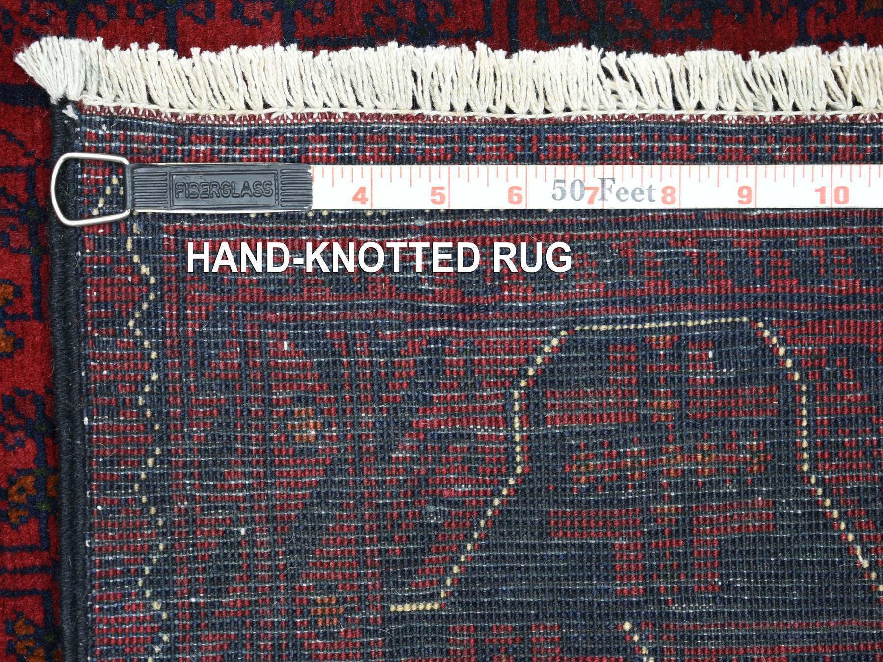Tribal & Geometric hand-knotted wool runner in Red, 3' x 9'3" — SKU O071821 (view 6)