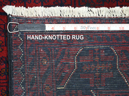 Tribal & Geometric hand-knotted wool runner in Red, 3' x 9'3" — SKU O071821 (view 6)
