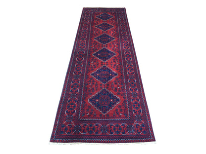 Tribal & Geometric hand-knotted wool runner in Red, 3' x 9'6" — SKU O071822