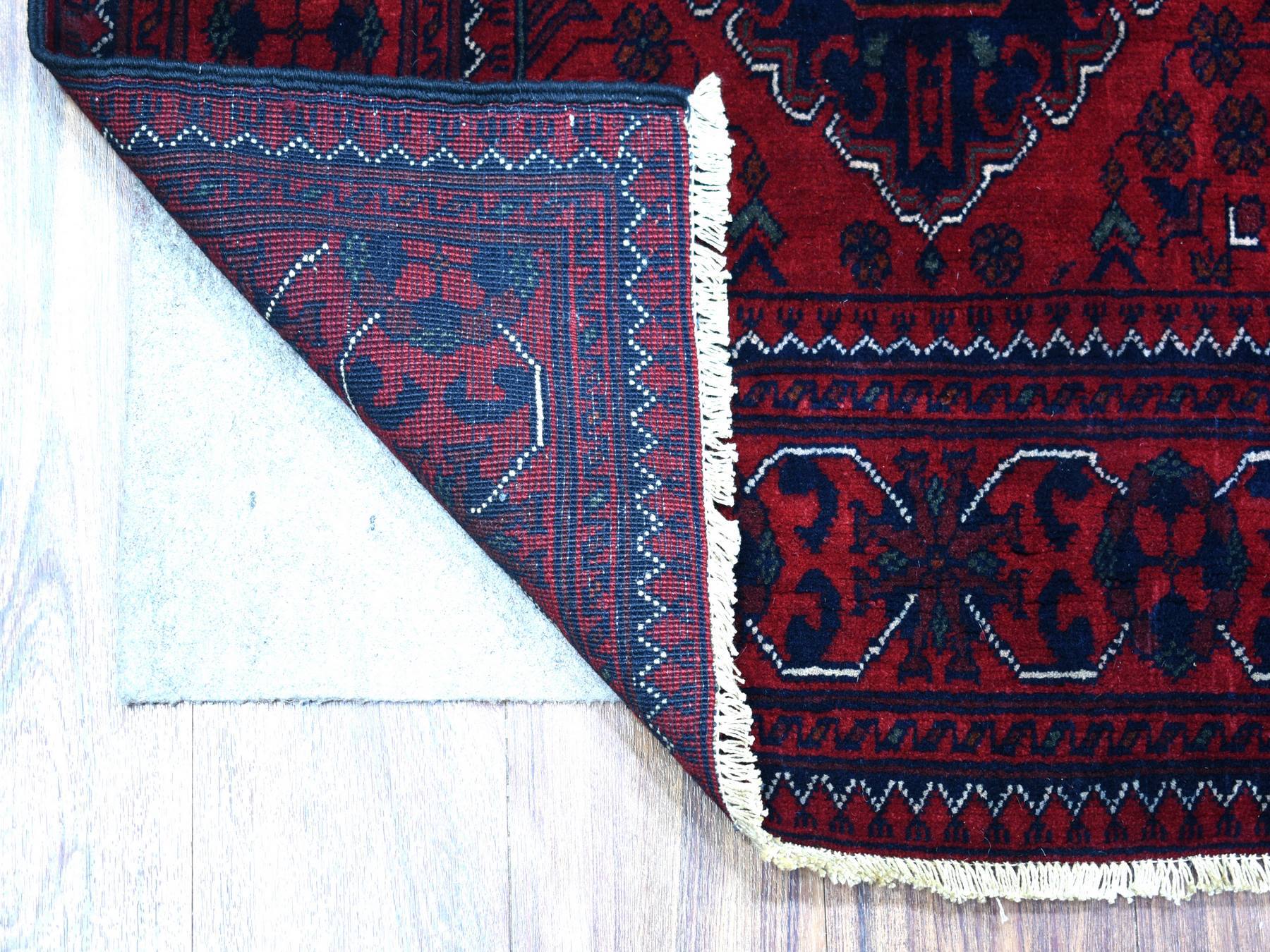 Tribal & Geometric hand-knotted wool runner in Red, 3' x 9'6" — SKU O071822 (view 2)