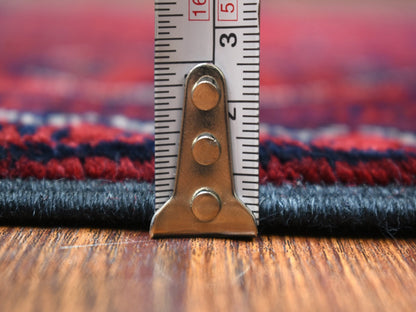 Tribal & Geometric hand-knotted wool runner in Red, 3' x 9'6" — SKU O071822 (view 5)