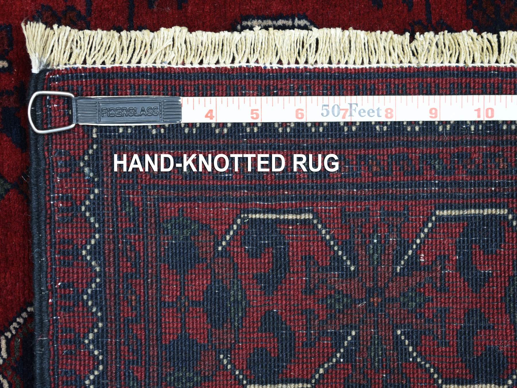 Tribal & Geometric hand-knotted wool runner in Red, 3' x 9'6" — SKU O071822 (view 6)