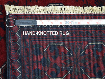 Tribal & Geometric hand-knotted wool runner in Red, 3' x 9'6" — SKU O071822 (view 6)