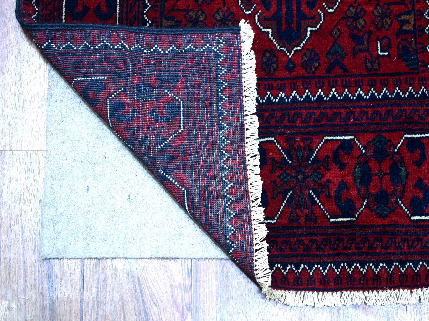 Tribal & Geometric hand-knotted wool runner in Red, 2'7" x 13' — SKU O071823 (view 2)