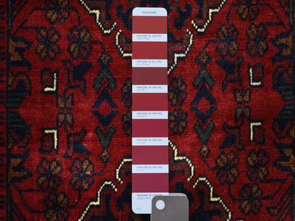 Tribal & Geometric hand-knotted wool runner in Red, 2'7" x 13' — SKU O071823 (view 3)