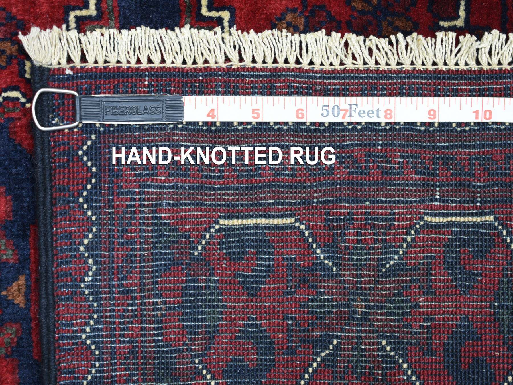 Tribal & Geometric hand-knotted wool runner in Red, 2'7" x 13' — SKU O071823 (view 6)