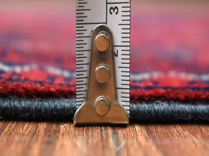 Tribal & Geometric hand-knotted wool runner in Red, 3' x 12'8" — SKU O071825 (view 5)