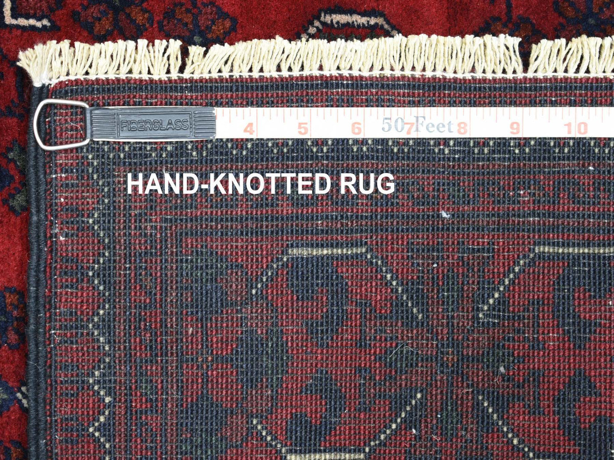 Tribal & Geometric hand-knotted wool runner in Red, 3' x 12'8" — SKU O071825 (view 6)