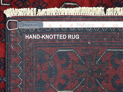 Tribal & Geometric hand-knotted wool runner in Red, 3' x 12'8" — SKU O071825 (view 6)
