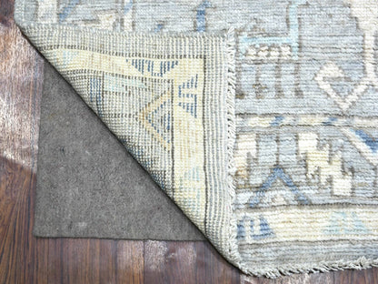Tribal & Geometric hand-knotted wool runner in Gray & Light Gray, 4' x 10' — SKU O071871 (view 2)