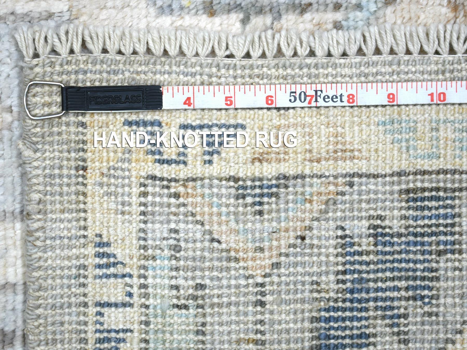 Tribal & Geometric hand-knotted wool runner in Gray & Light Gray, 4' x 10' — SKU O071871 (view 6)