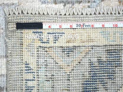 Tribal & Geometric hand-knotted wool runner in Gray & Light Gray, 4' x 10' — SKU O071871 (view 6)