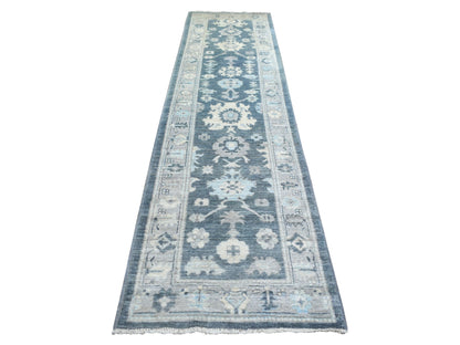 Oushak Oushak hand-knotted wool runner in Gray & Light Gray, 3' x 11'7" — SKU O071883