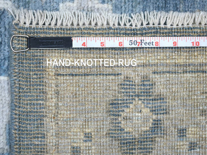 Grey 3'0" x 11'7" Oushak And Peshawar Hand knotted Wool Rug - Sku: O071883