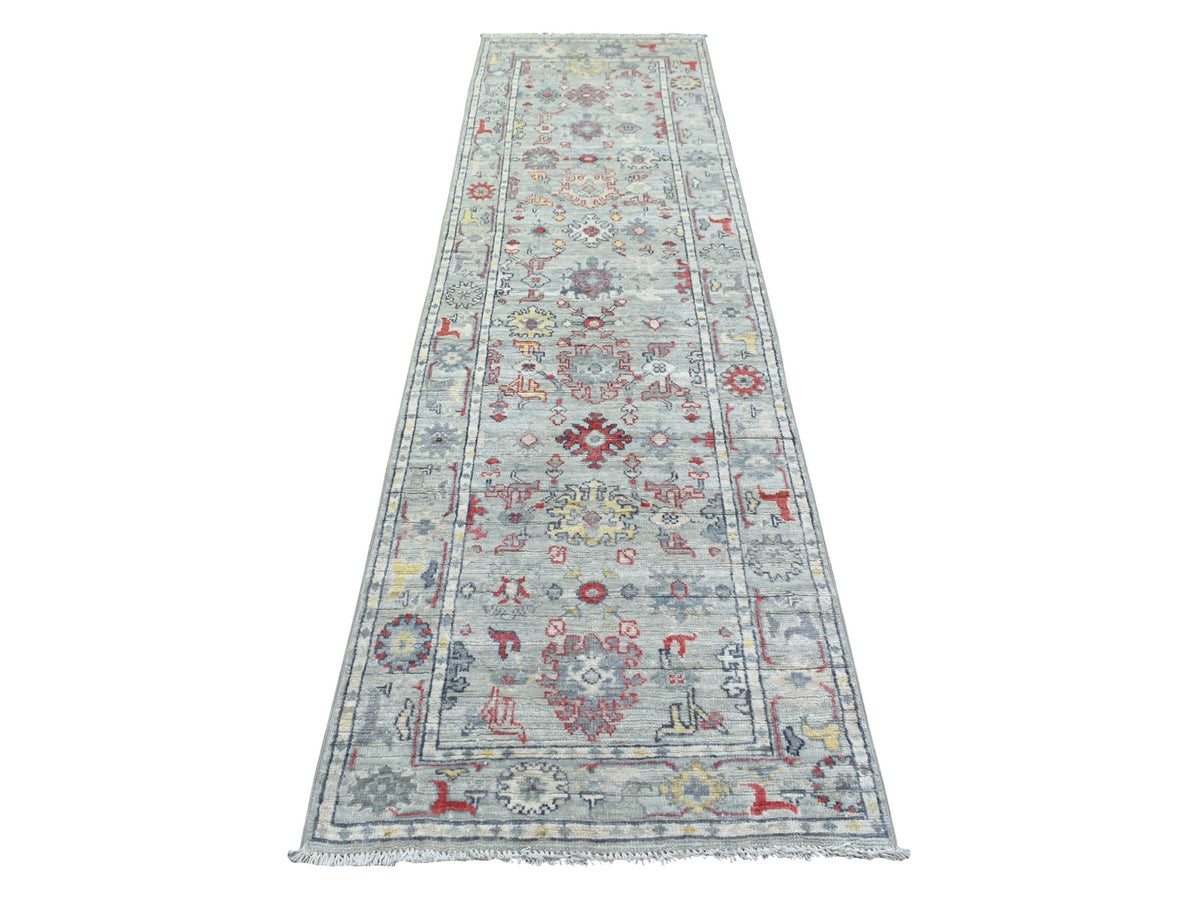 Oushak Oushak hand-knotted wool runner in Gray, 2'7" x 9'5" — SKU O071885