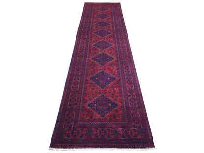 Tribal Tribal & Geometric hand-knotted wool runner in Red, 2'10" x 12'6" — SKU O071897