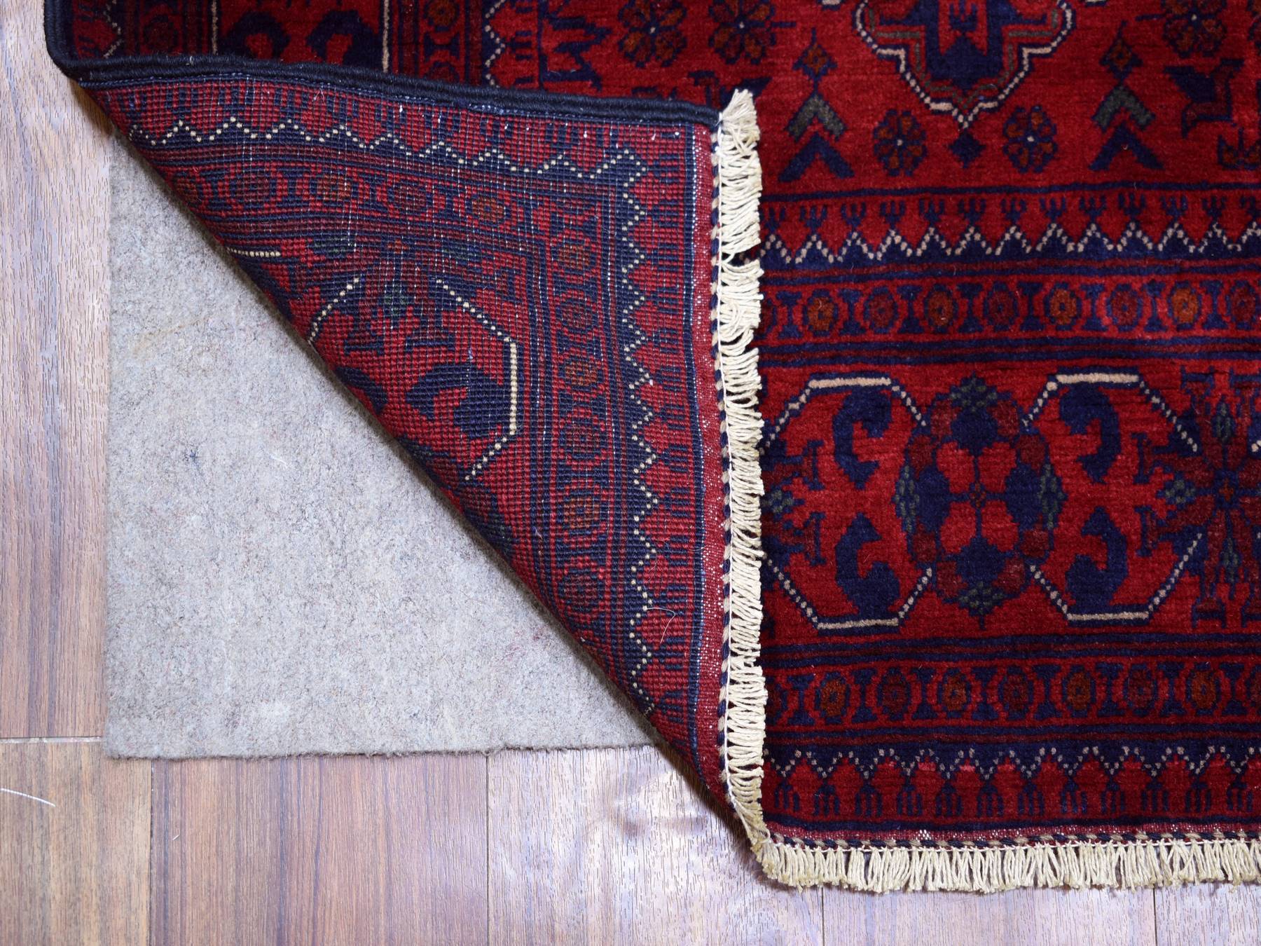 Tribal Tribal & Geometric hand-knotted wool runner in Red, 2'10" x 12'6" — SKU O071897 (view 2)