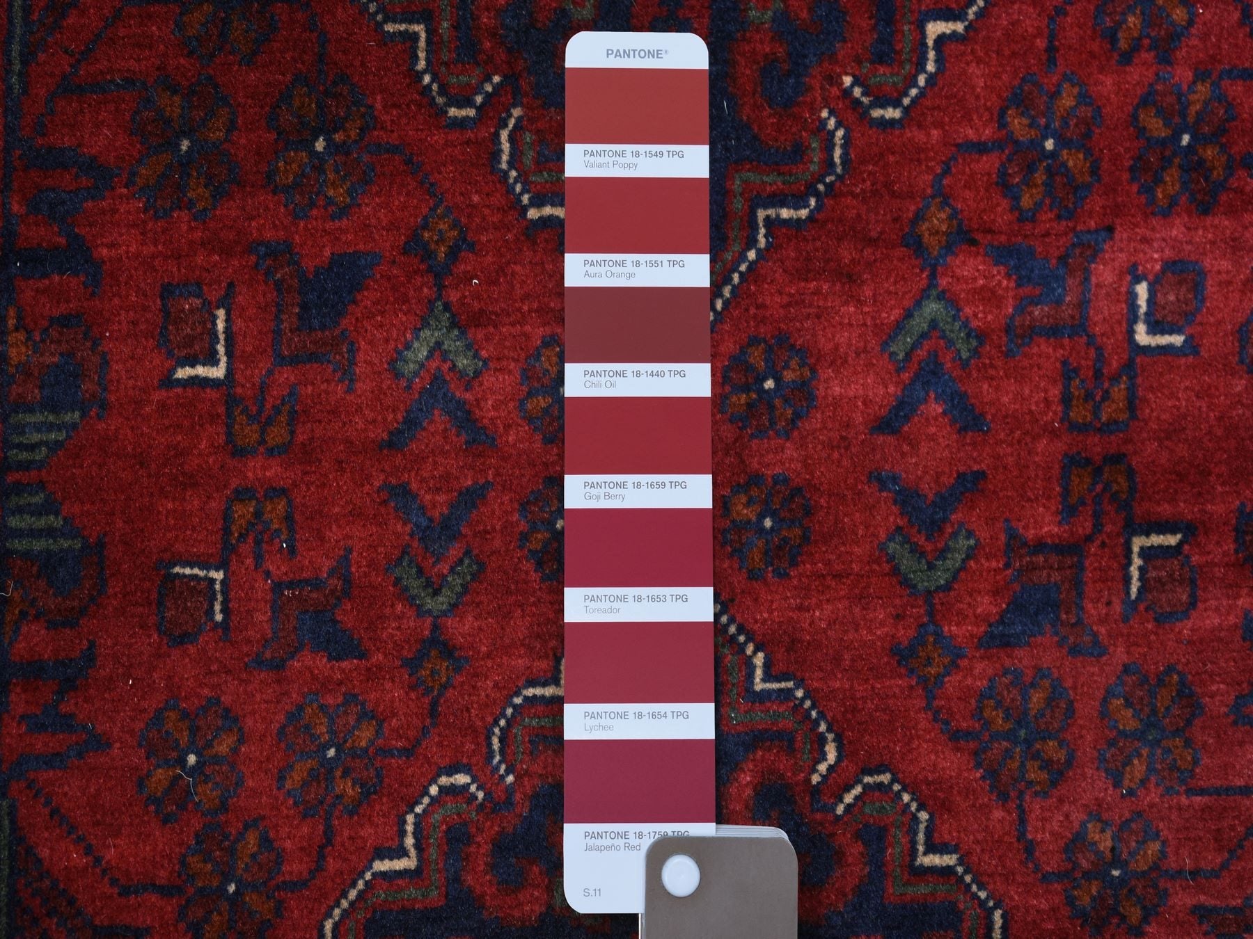 Tribal Tribal & Geometric hand-knotted wool runner in Red, 2'10" x 12'6" — SKU O071897 (view 3)