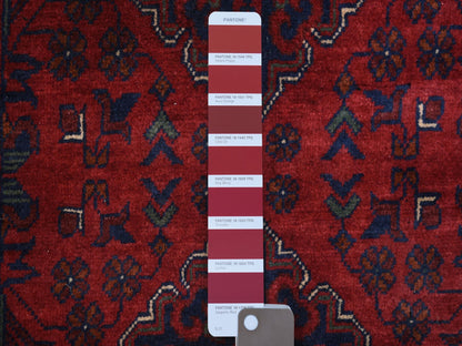 Tribal Tribal & Geometric hand-knotted wool runner in Red, 2'10" x 12'6" — SKU O071897 (view 3)