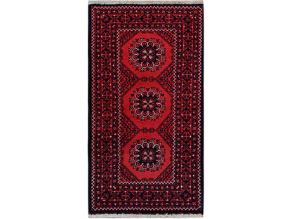 Tribal & Geometric hand-knotted wool rug in Red, 2'2" x 3'10" — SKU O0718