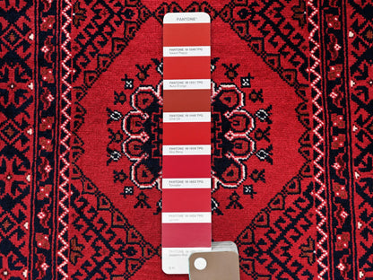 Tribal & Geometric hand-knotted wool rug in Red, 2'2" x 3'10" — SKU O0718 (view 4)