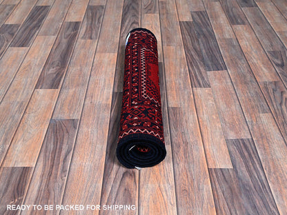 Tribal & Geometric hand-knotted wool rug in Red, 2'2" x 3'10" — SKU O0718 (view 5)