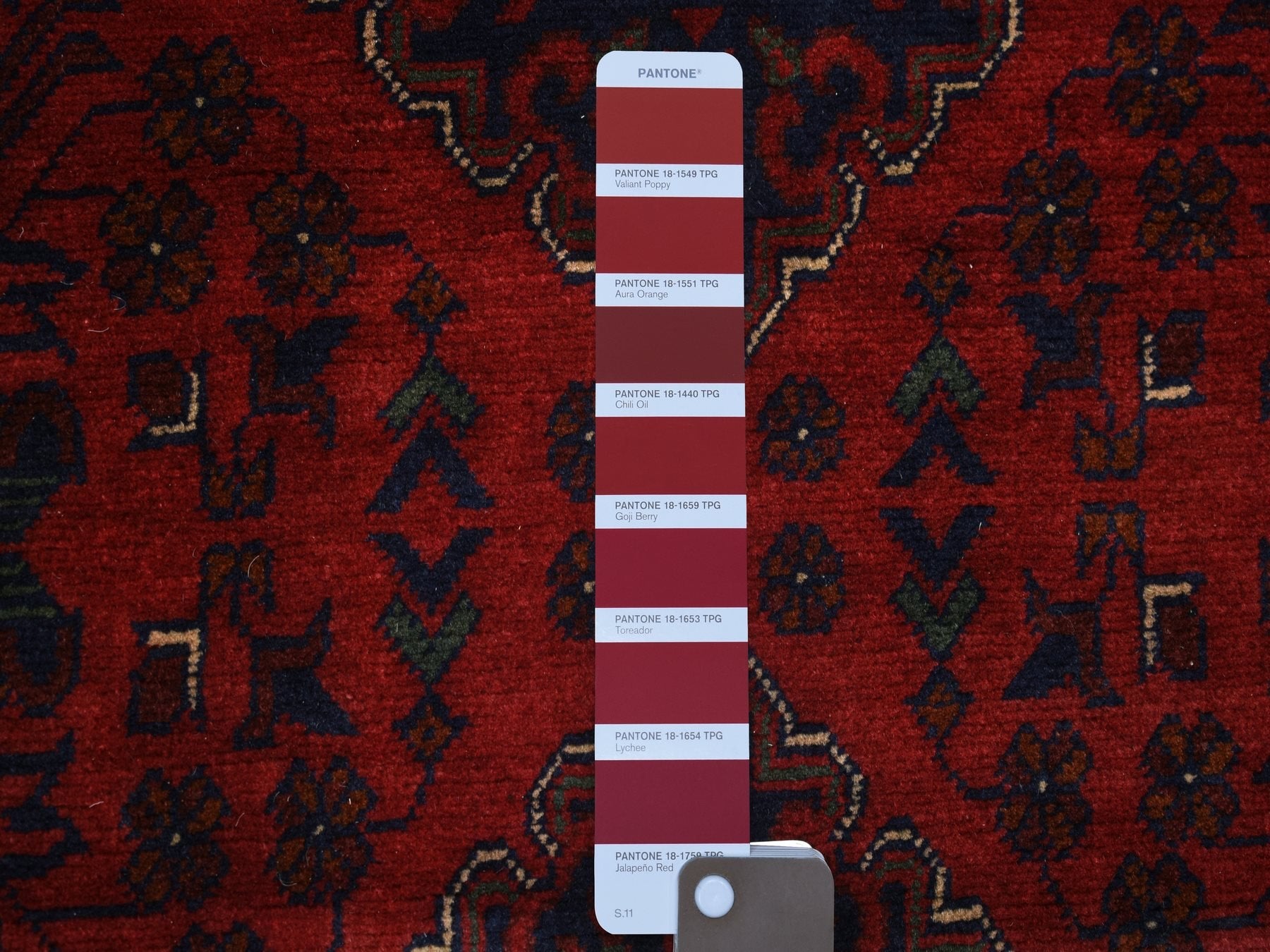 Tribal Tribal & Geometric hand-knotted wool runner in Red & Coral Red, 3' x 9'7" — SKU O071901 (view 3)